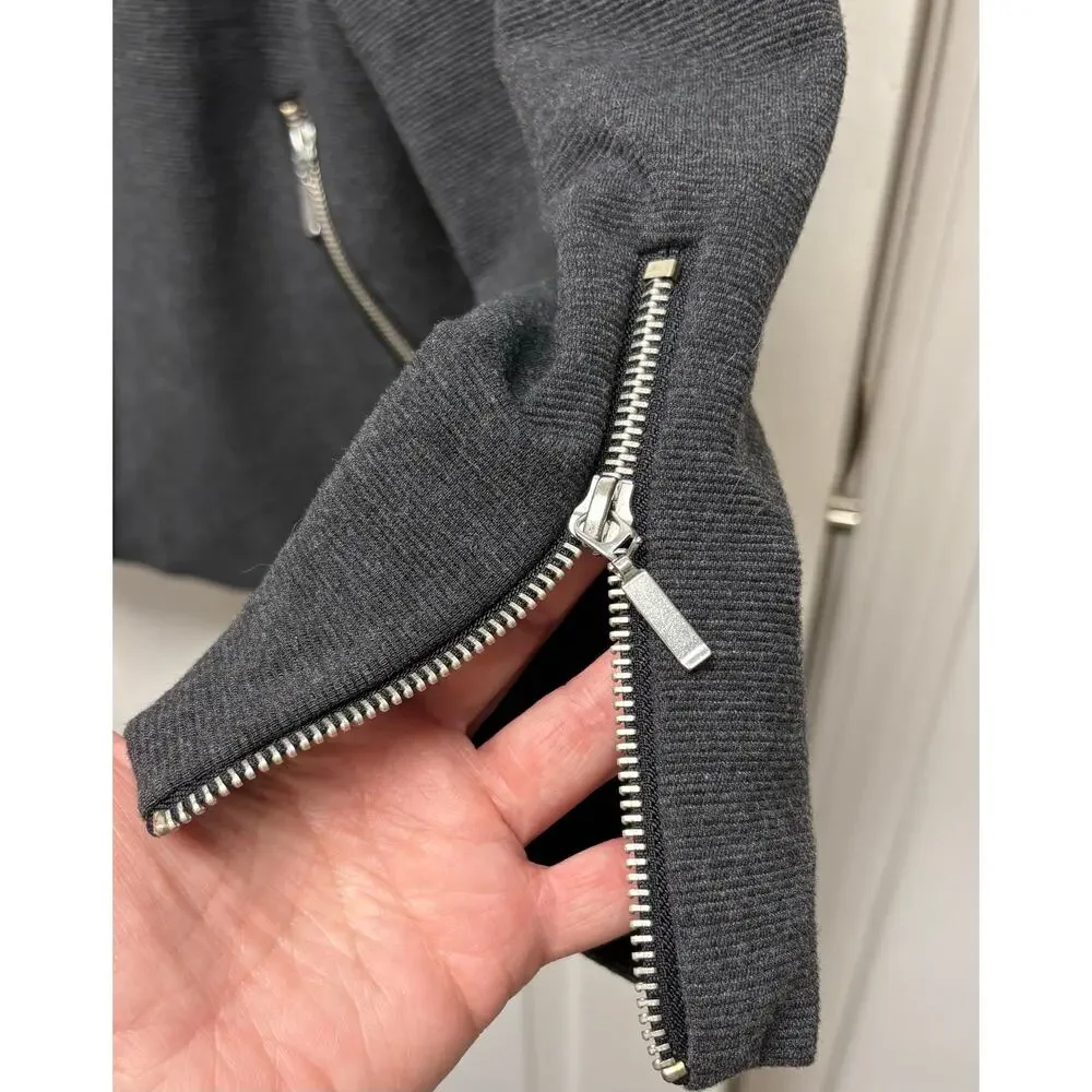 Roz & Ali Jacket Women’s 2X Charcoal Moto Ponte Knit Zipper Plus Size